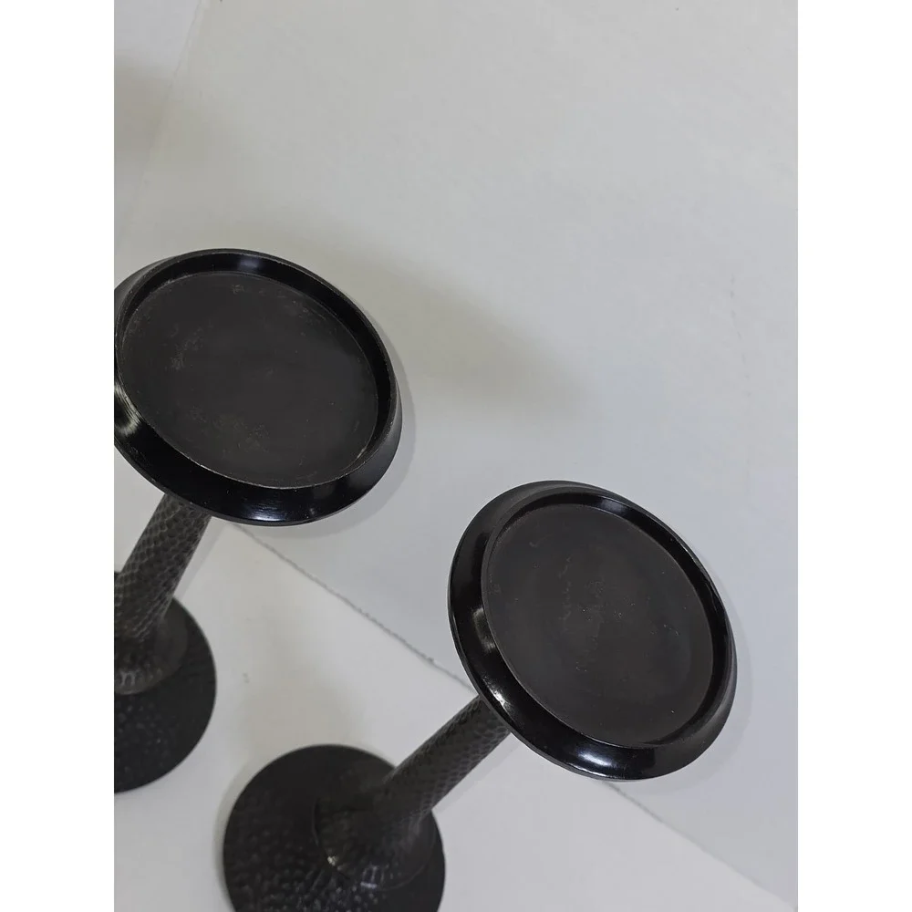 Target Set Of 2 Hammered Textured Dark Pillar Tapered Rustic Candle Holders 11